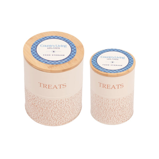White Swan Treat Canisters with Bamboo Lids, Set of 2