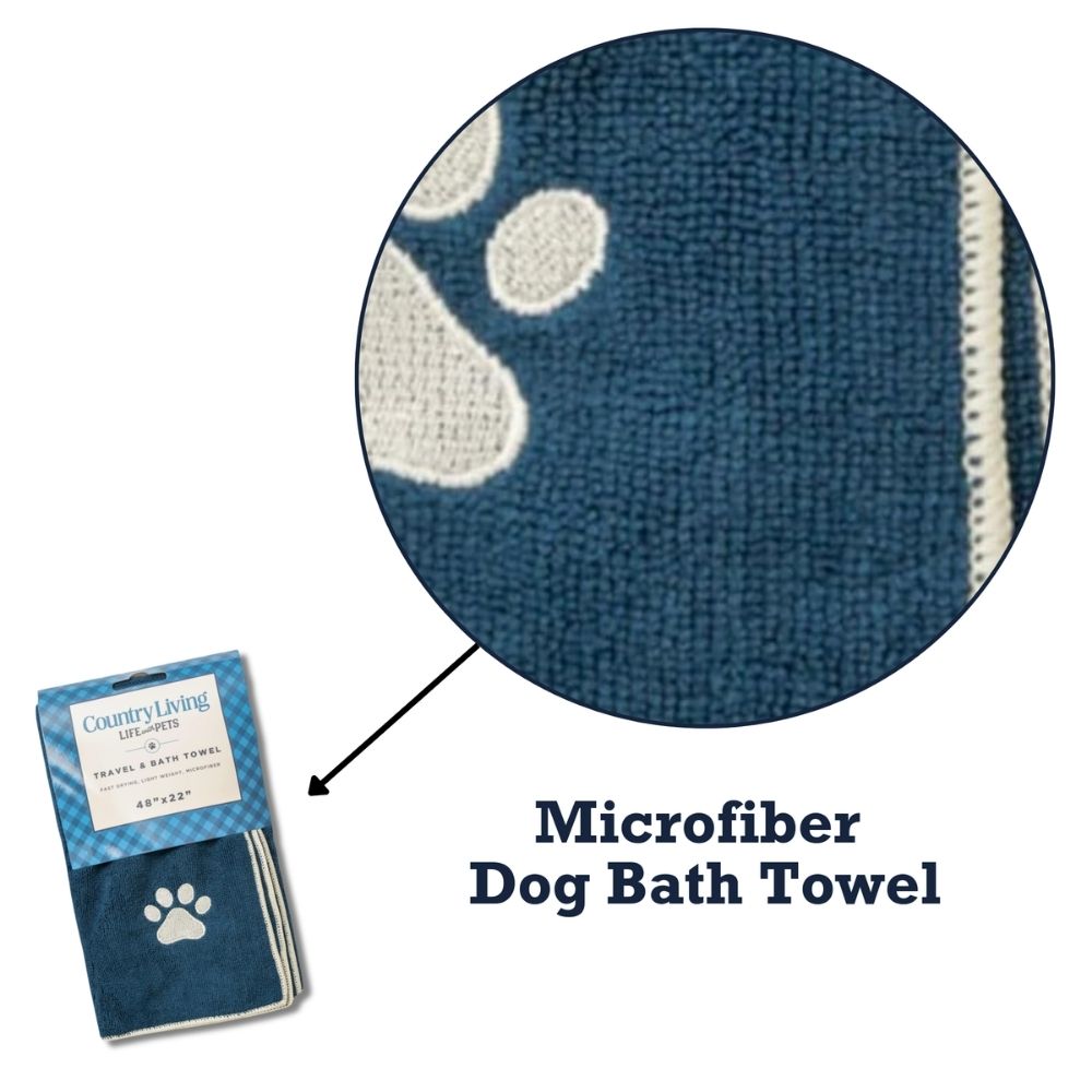 Marine Blue Microfiber Dog Bath Towel, 48 x 22 in