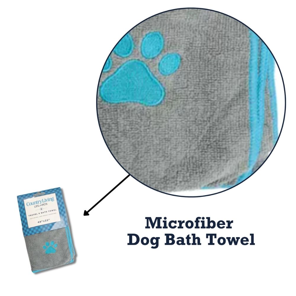Gray Microfiber Dog Bath Towel, 48 x 22 in
