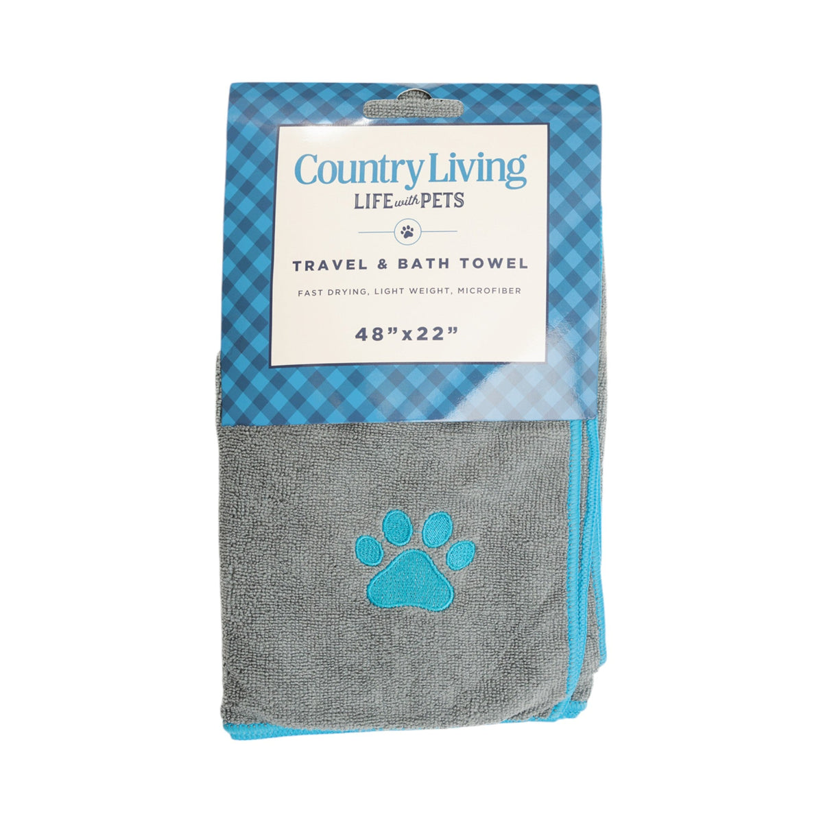 Gray Microfiber Dog Bath Towel, 48 x 22 in