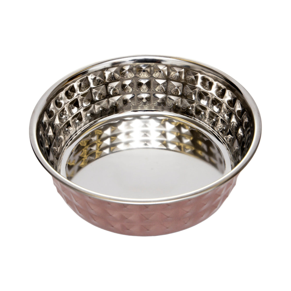 Rose Quartz Hammered Steel Dog Bowls, 64 oz, Set of 2