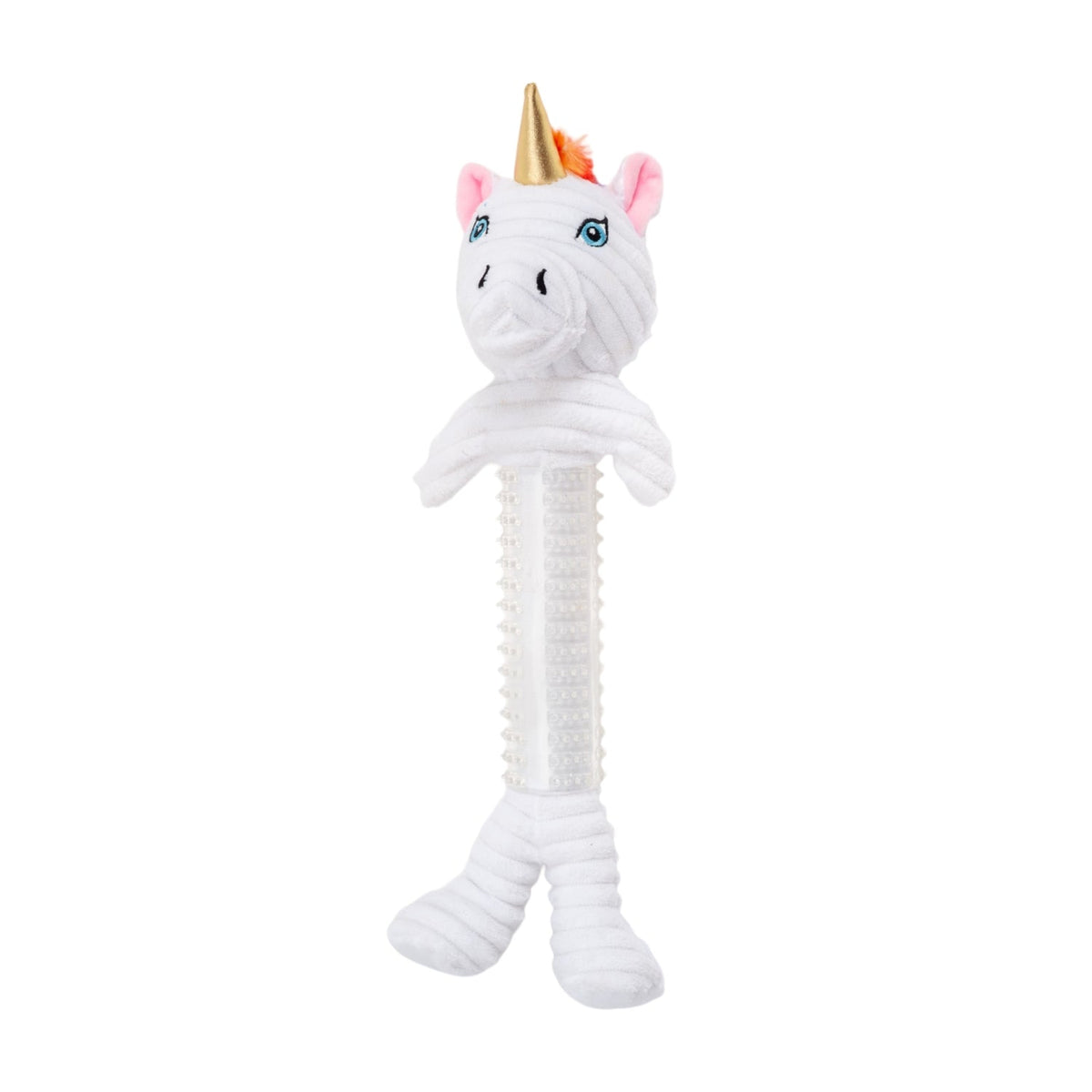Unicorn Corduroy Plush Dog Toy with Rubber Accents