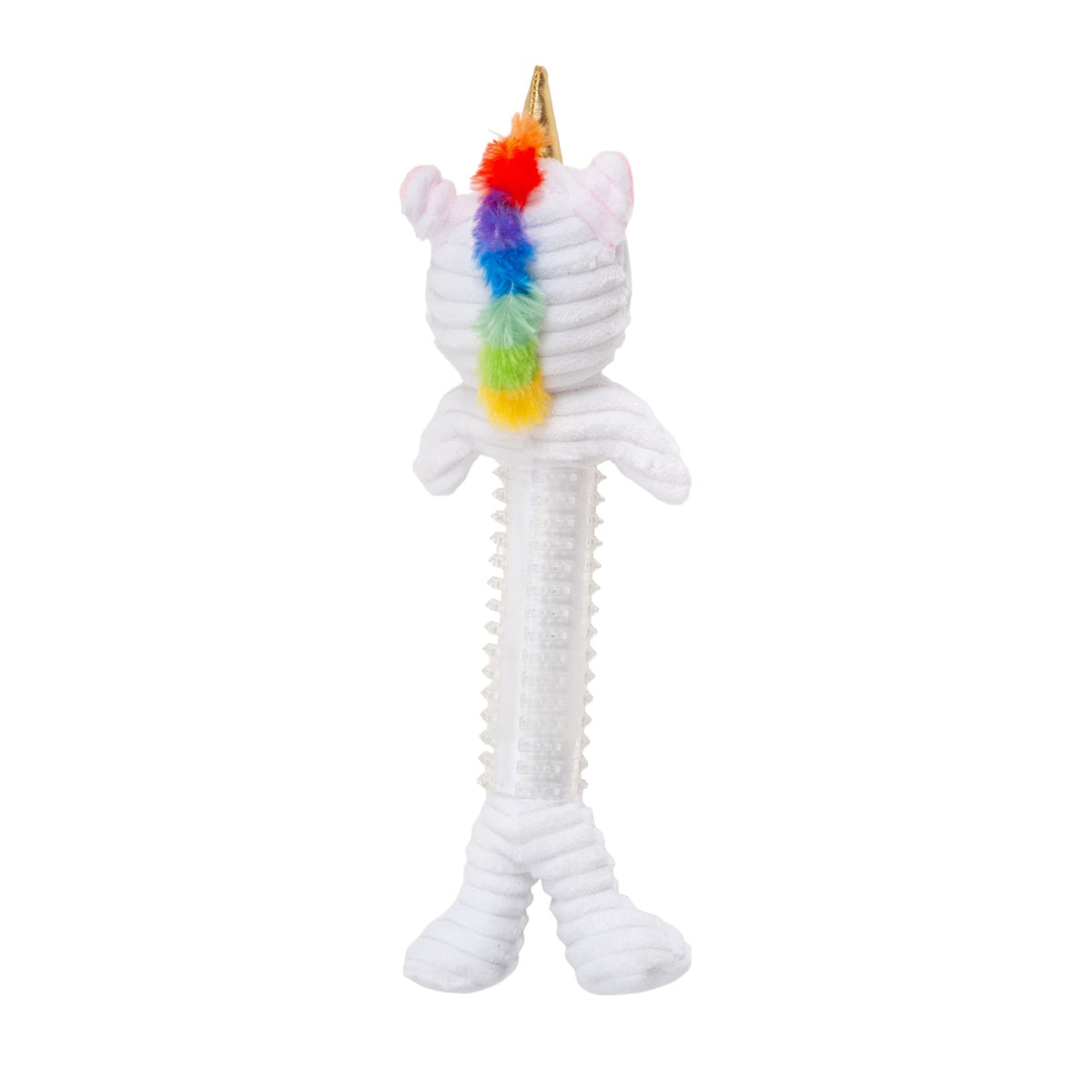 Unicorn Corduroy Plush Dog Toy with Rubber Accents
