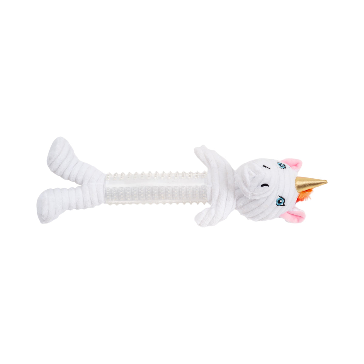 Unicorn Corduroy Plush Dog Toy with Rubber Accents