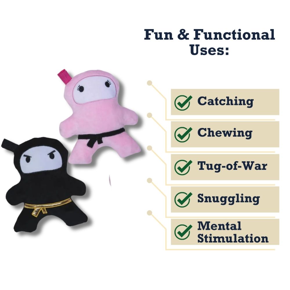 Pink & Black Ninja Plush Dog Toy Set