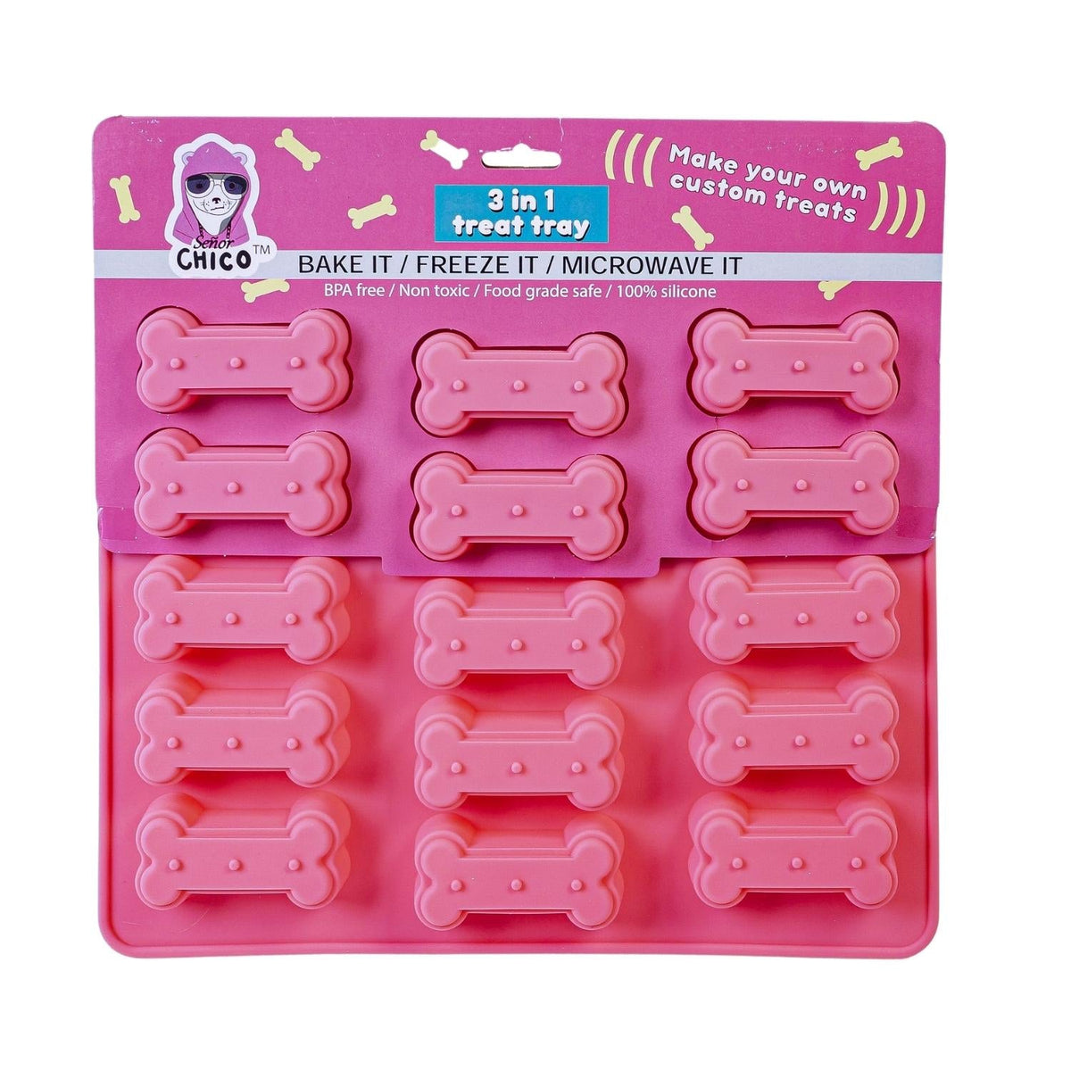 3-in-1 Dog Bone Silicone Baking Tray, 11 x 9 in
