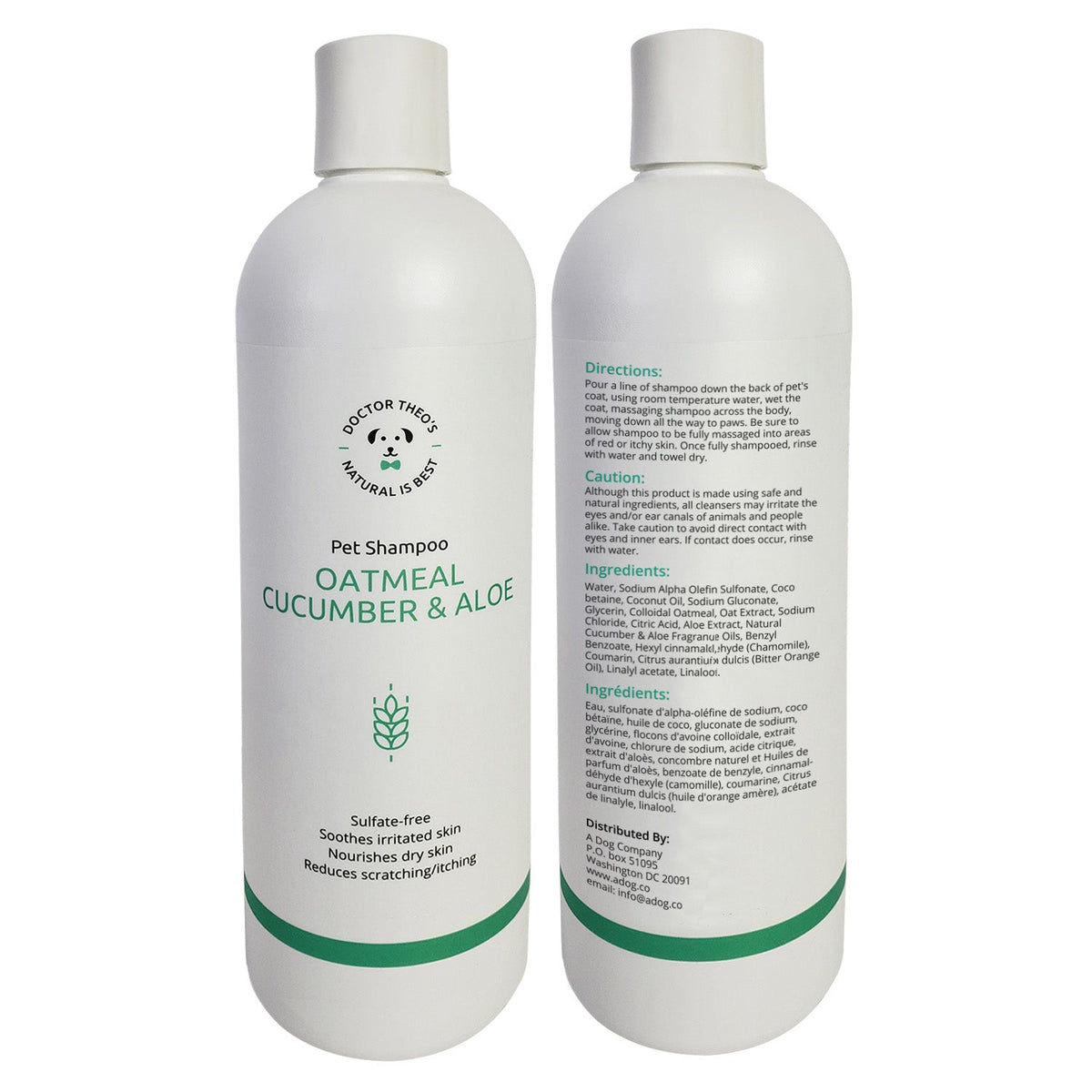 Dr. Theo's Oatmeal, Cucumber & Aloe Dog Shampoo, 16 oz