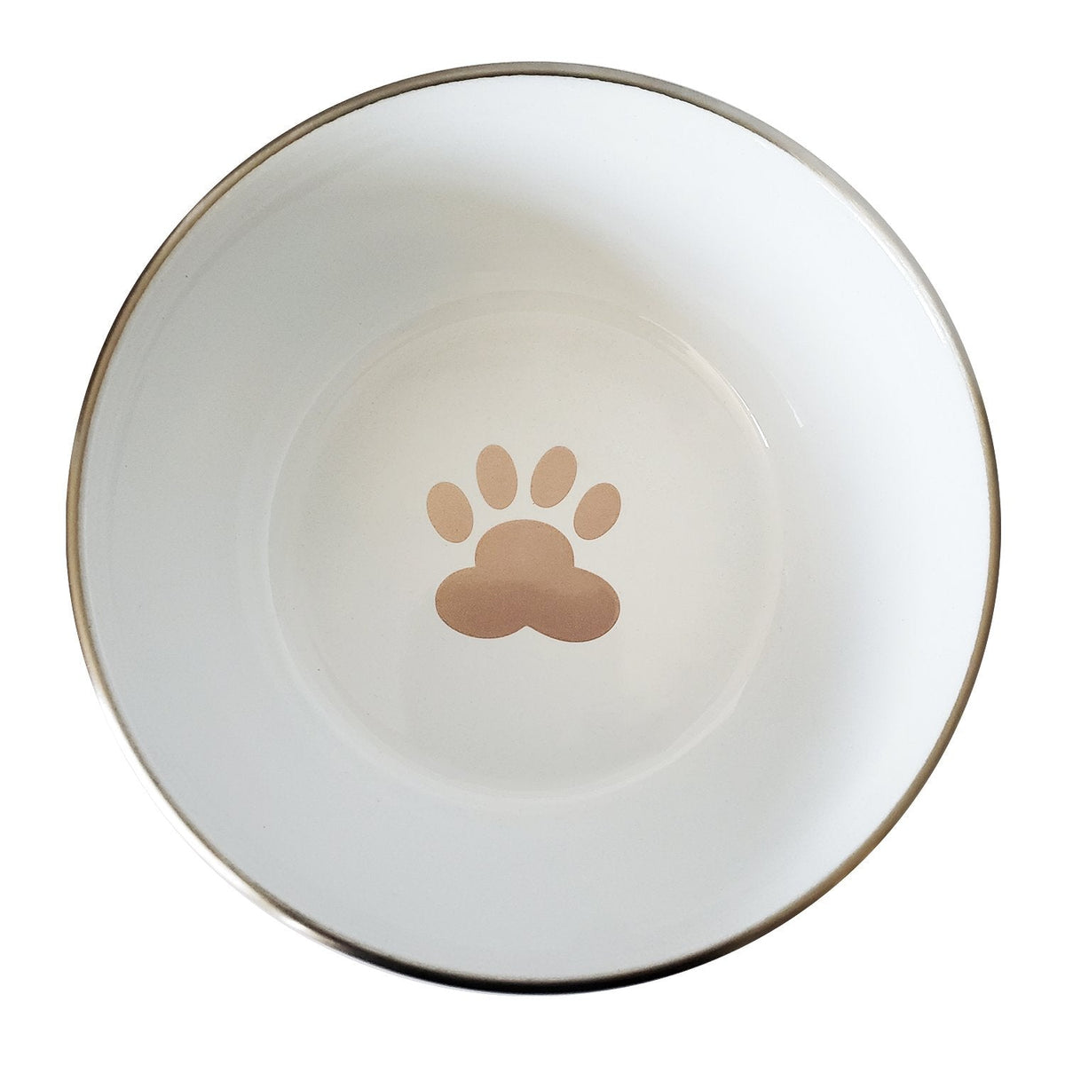 Rose Gold Paw Print Deep Stainless Steel Dog Bowl