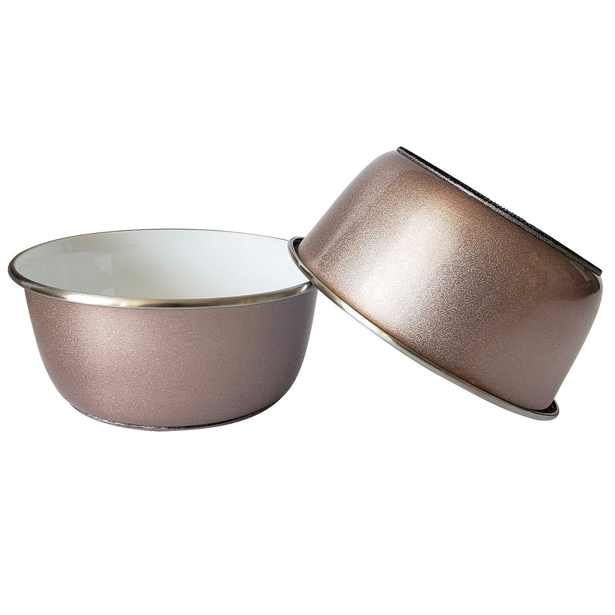 Rose Gold Paw Print Deep Stainless Steel Dog Bowl
