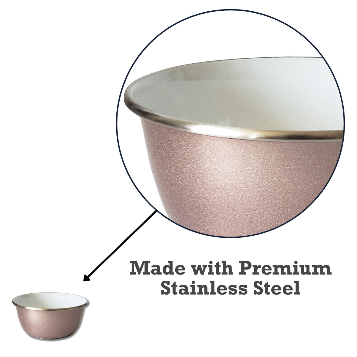 Rose Gold Paw Print Deep Stainless Steel Dog Bowl