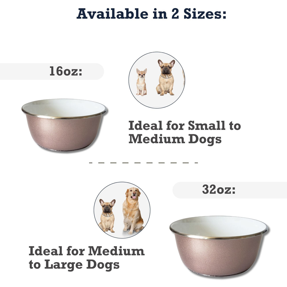 Rose Gold Paw Print Deep Stainless Steel Dog Bowl