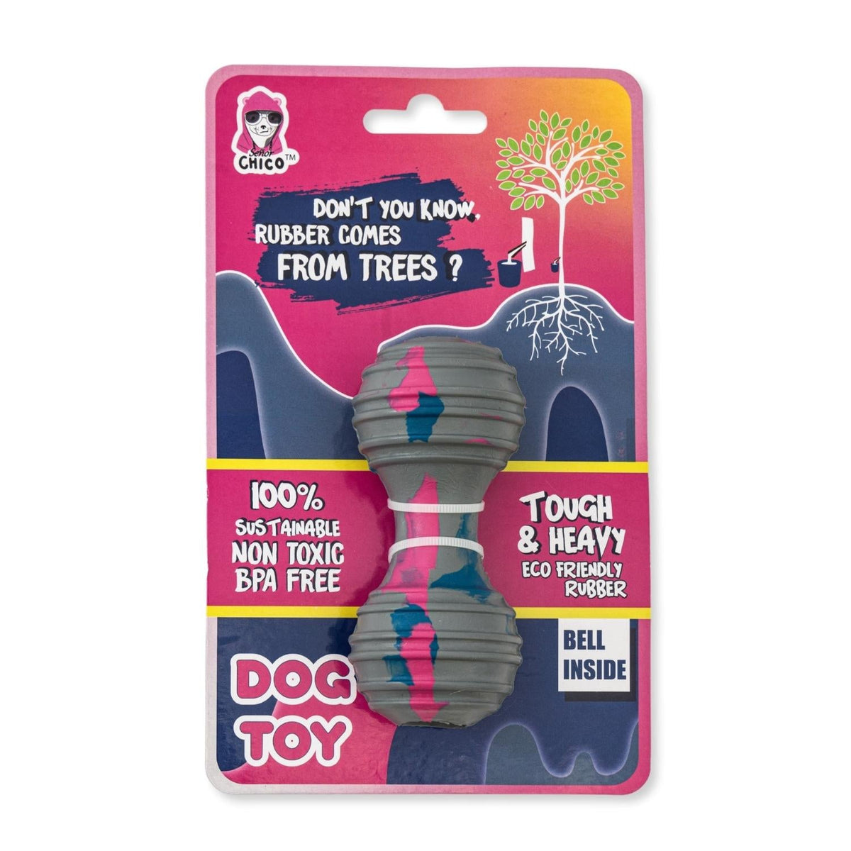Natural Rubber Dumbbell Dog Toy, 5 in