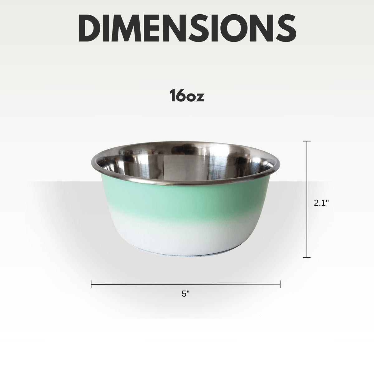 Mint Green Deep Stainless Steel Dog Bowl