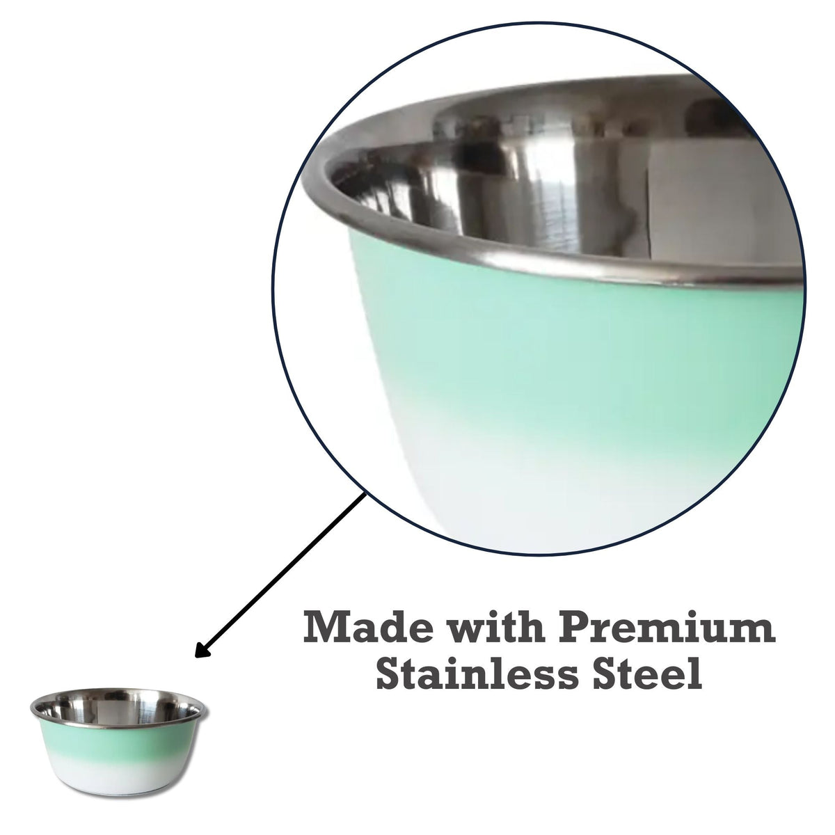 Mint Green Deep Stainless Steel Dog Bowl