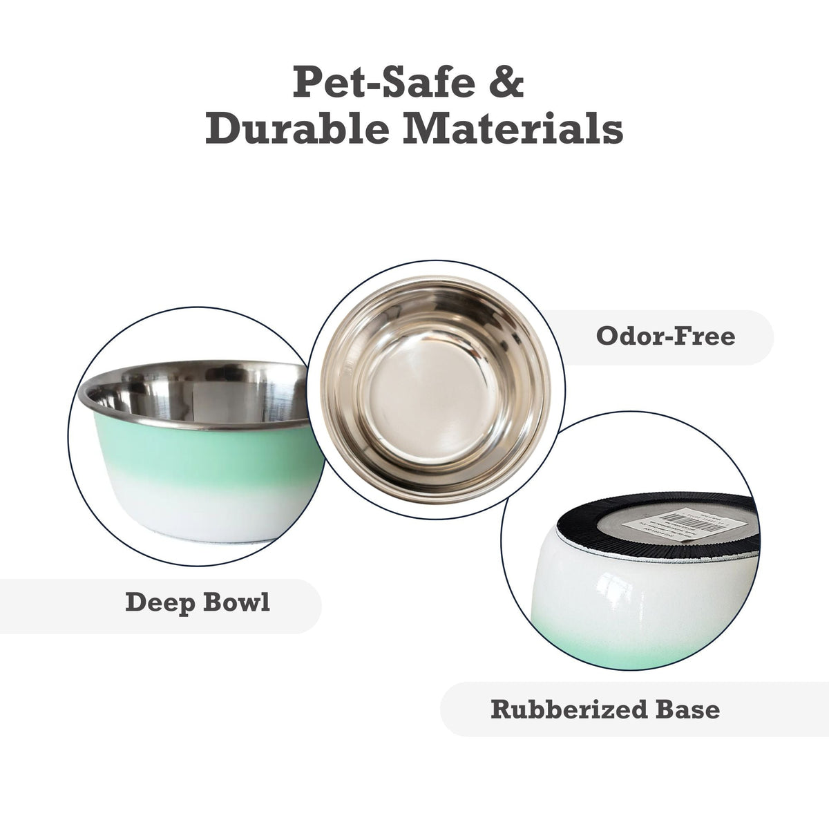 Mint Green Deep Stainless Steel Dog Bowl