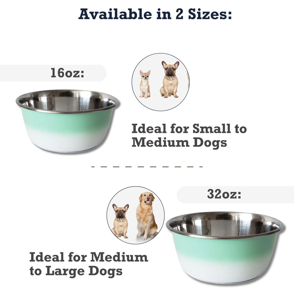 Mint Green Deep Stainless Steel Dog Bowl