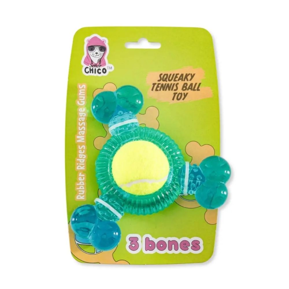 3-Bone TPR Dog Chew Toy with Squeaker Balls