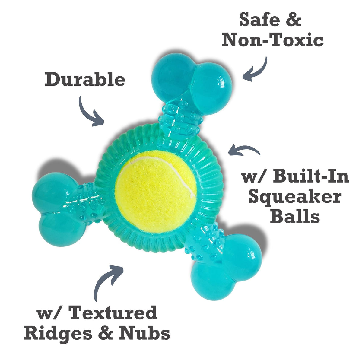 3-Bone TPR Dog Chew Toy with Squeaker Balls