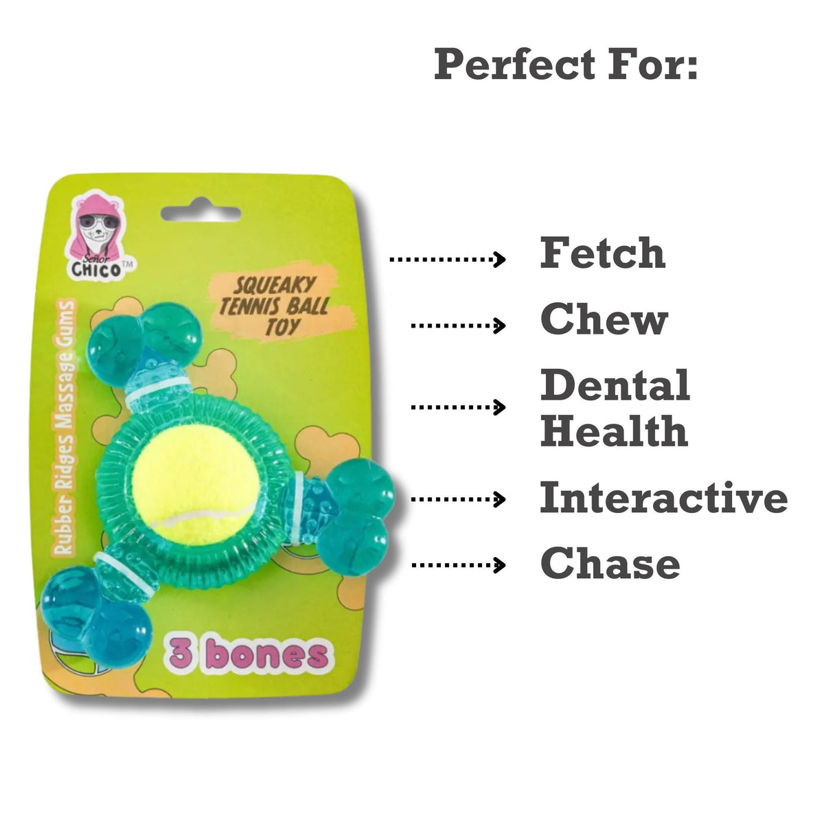 3-Bone TPR Dog Chew Toy with Squeaker Balls