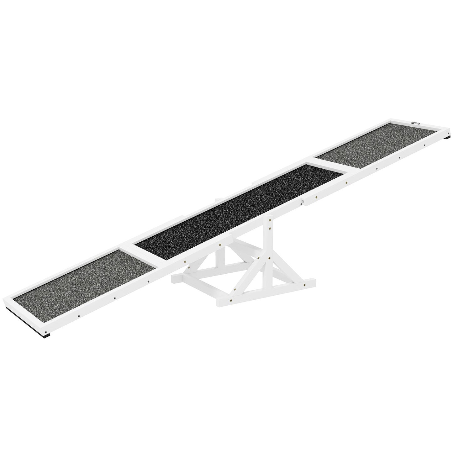 Wooden Dog Agility Seesaw For Training And Exercise, Weather Resistant, 83 L X 16 W X 14 H, White