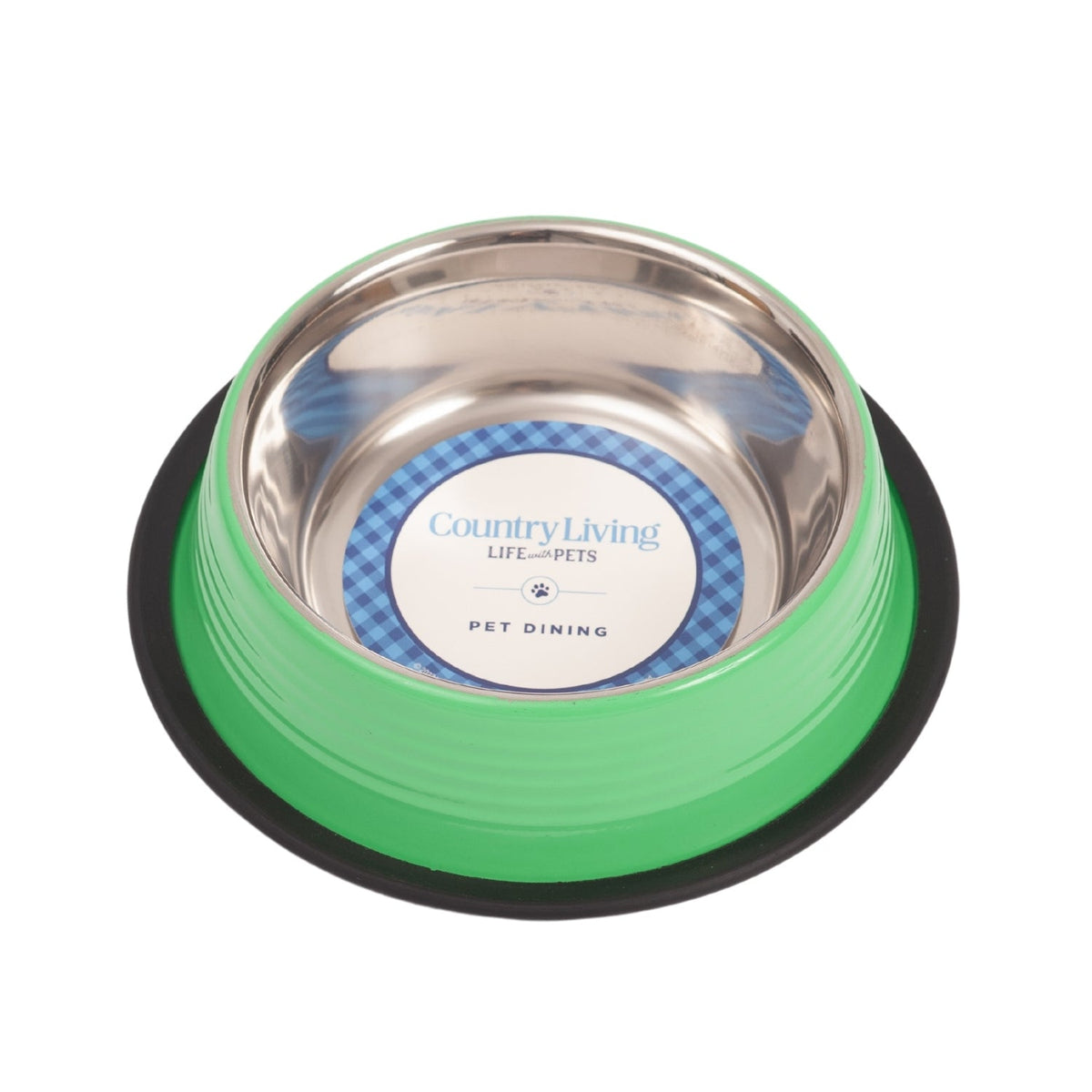 Irish Green Ribbed Stainless Steel Pet Bowls, Set of 2