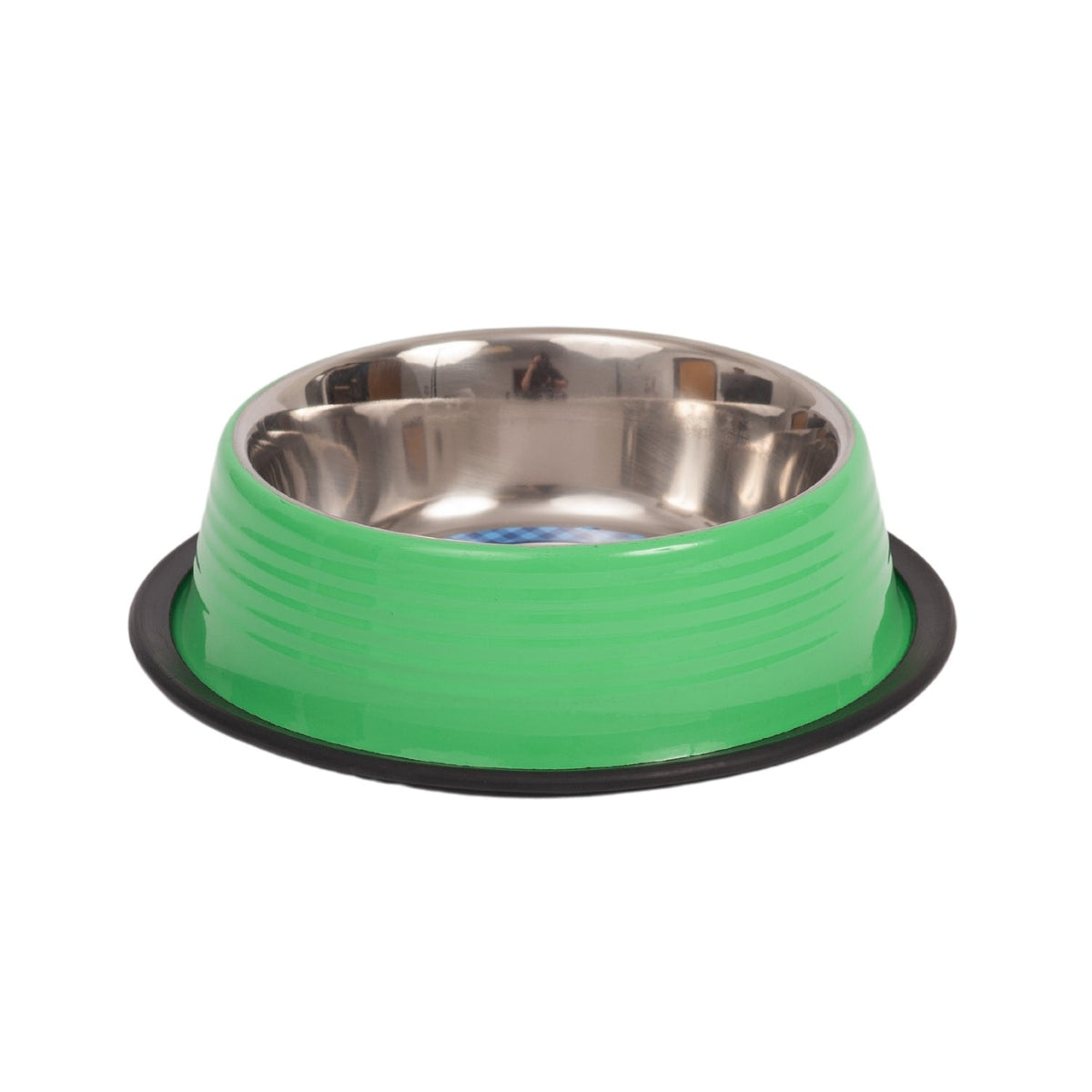 Irish Green Ribbed Stainless Steel Pet Bowls, Set of 2