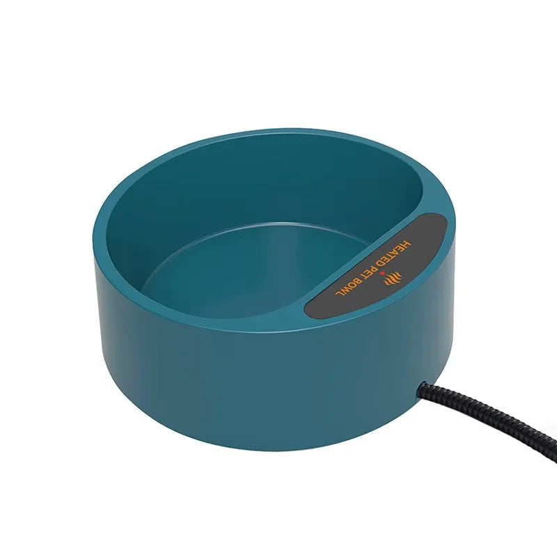 A teal blue circular electronic sensor or base with a black power cord, featuring a dark gray label with yellow text, shown on a white background.