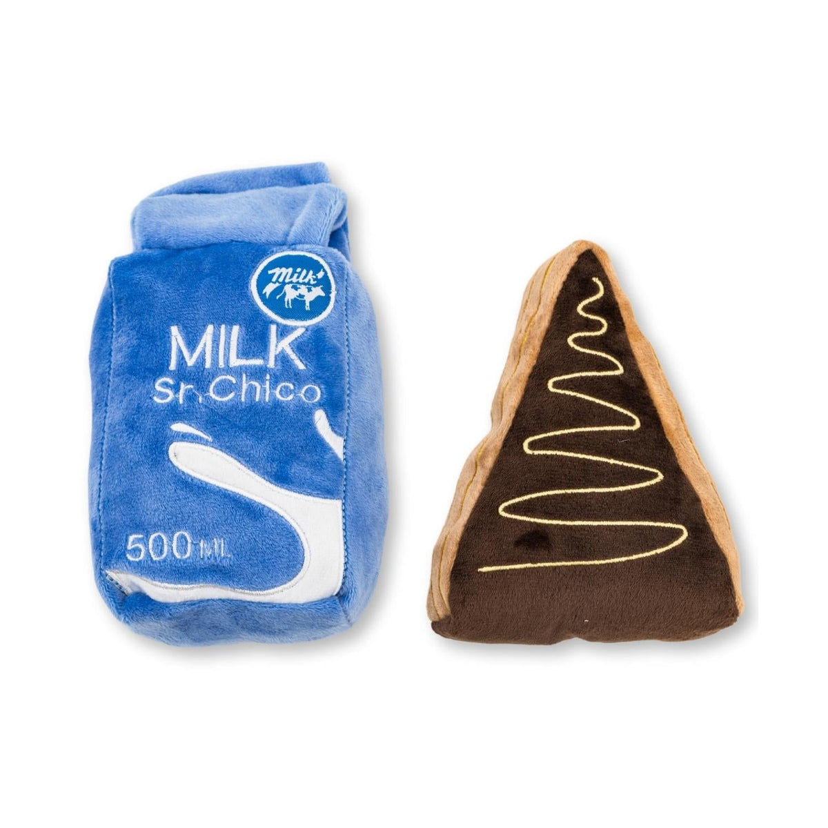 Cake Slice & Milk Plush Dog Toy Set