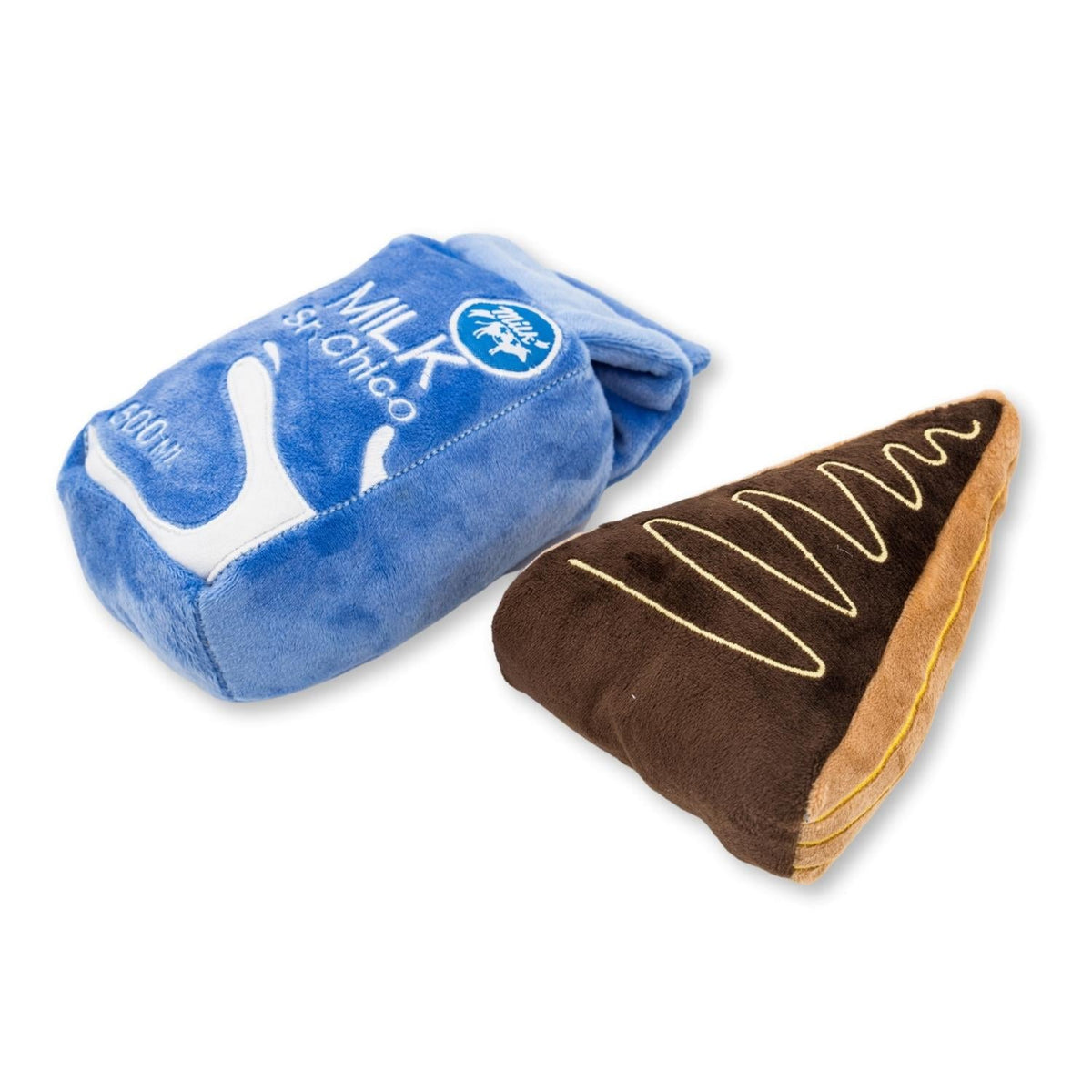 Cake Slice & Milk Plush Dog Toy Set