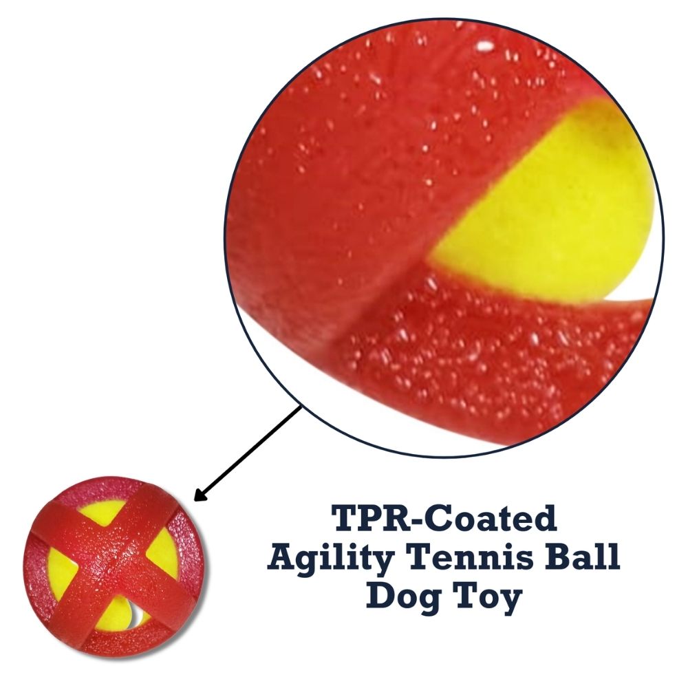 TPR-Coated Agility Tennis Ball Dog Toy, Small & Large