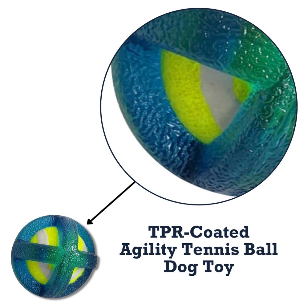 TPR-Coated Agility Tennis Ball Dog Toy, Small & Large