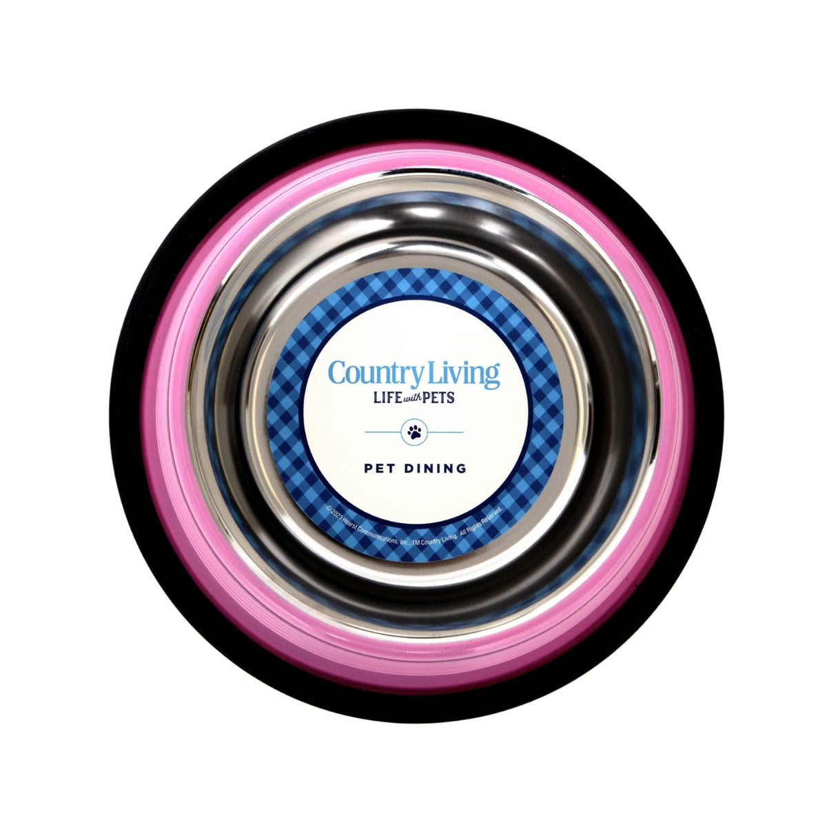 Carnation Pink Ribbed Stainless Steel Pet Bowls, Set of 2