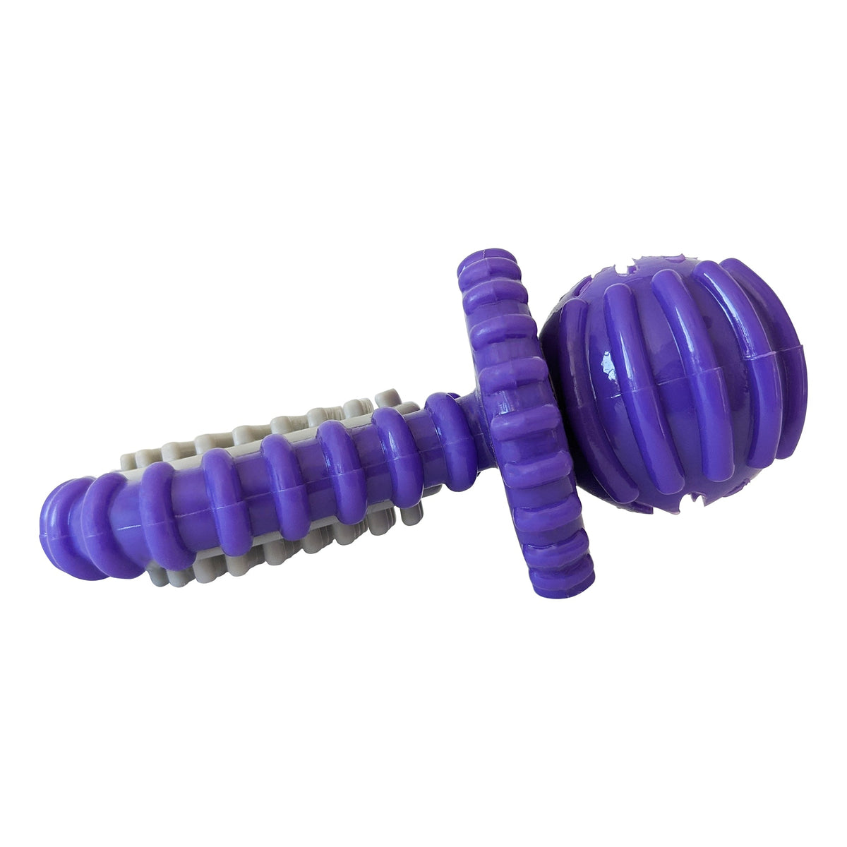Purple TPR Pacifier Dog Chew Toy with Treat Hole