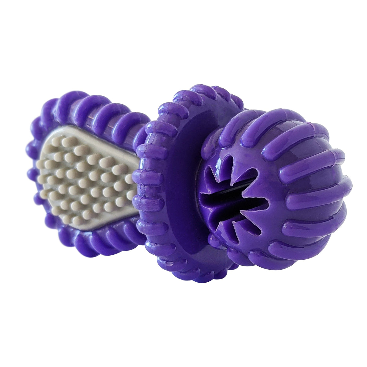Purple TPR Pacifier Dog Chew Toy with Treat Hole