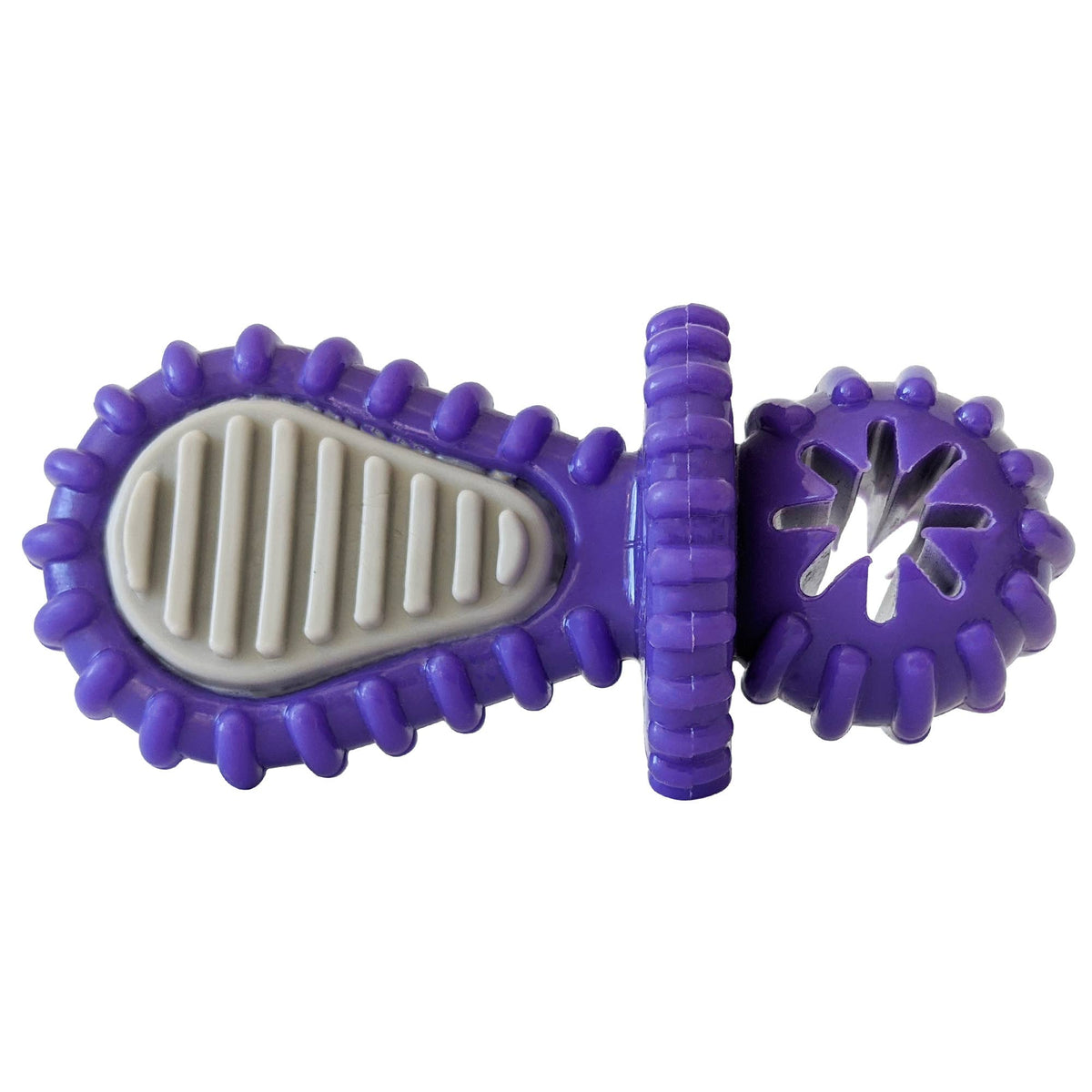 Purple TPR Pacifier Dog Chew Toy with Treat Hole