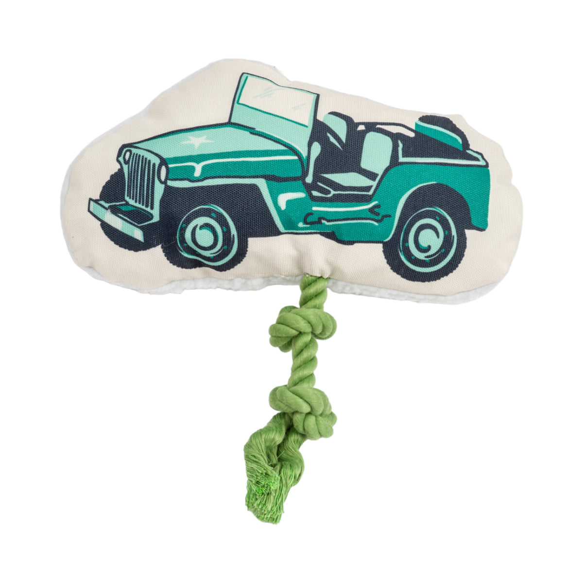 Retro Army Jeep Plush Dog Toy with Rope, 13 in