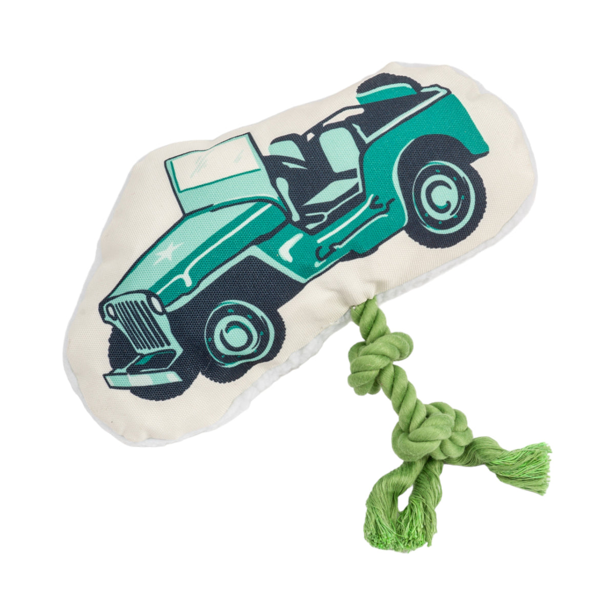 Retro Army Jeep Plush Dog Toy with Rope, 13 in