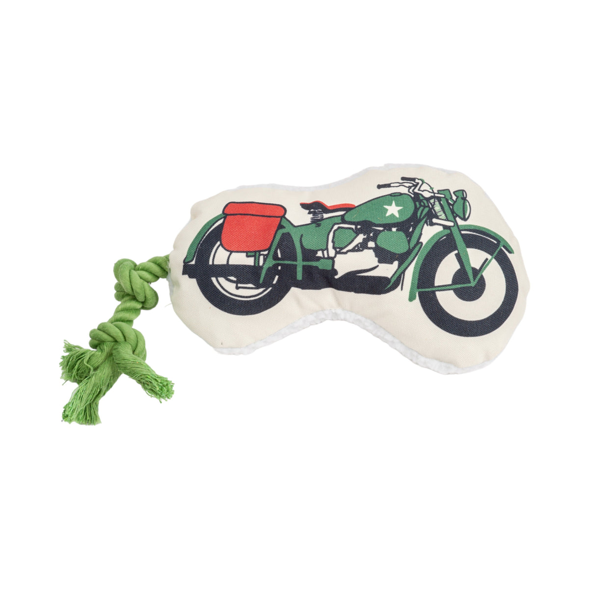 Retro Army Motorcycle Plush Dog Toy with Rope, 15 in