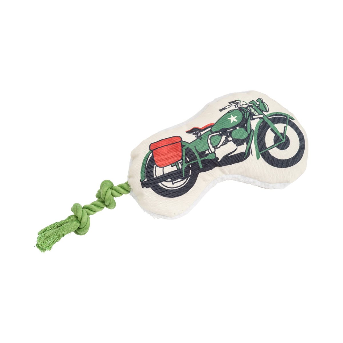 Retro Army Motorcycle Plush Dog Toy with Rope, 15 in