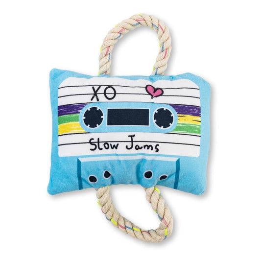 Retro Cassette Tape Plush Dog Toy, 11 in