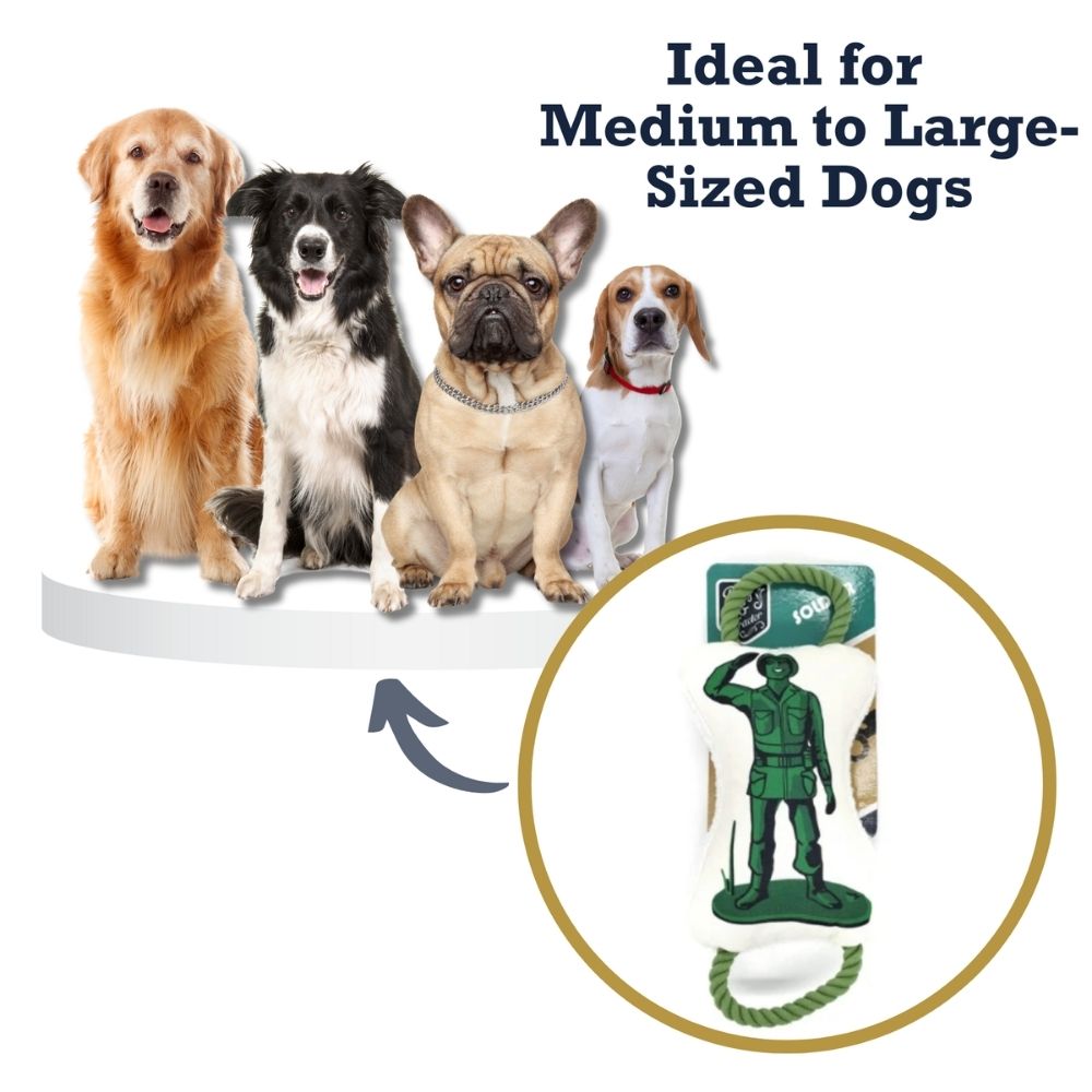Retro Soldier Plush Dog Toy with Rope, 15 in