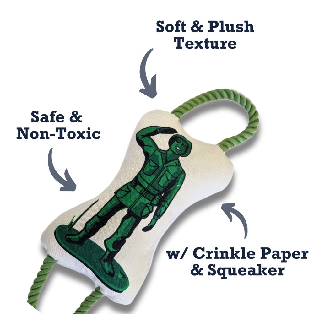 Retro Soldier Plush Dog Toy with Rope, 15 in
