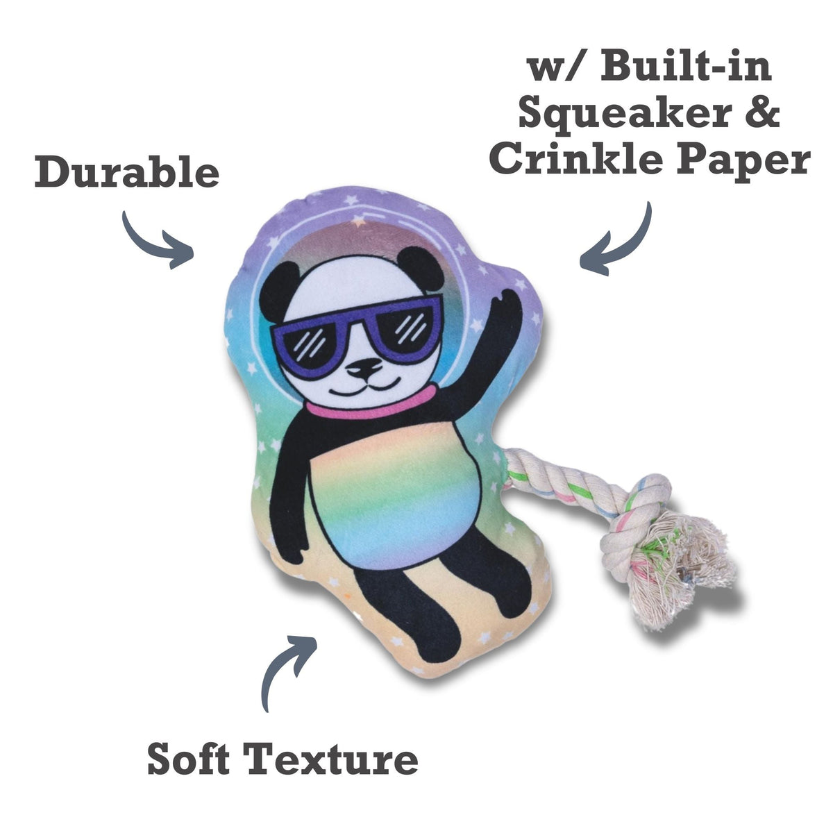 Space Panda Plush Dog Toy, 14 in