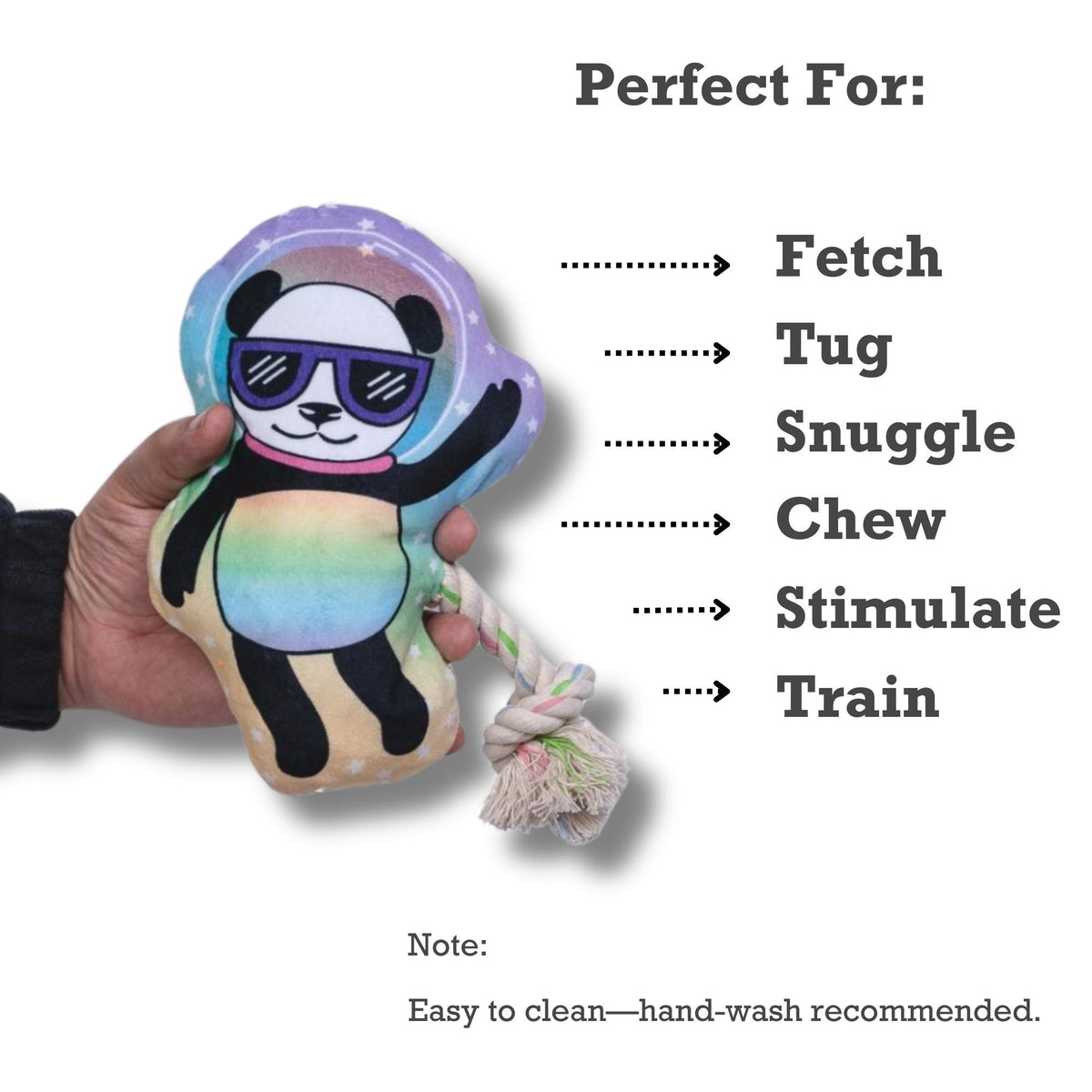 Space Panda Plush Dog Toy, 14 in