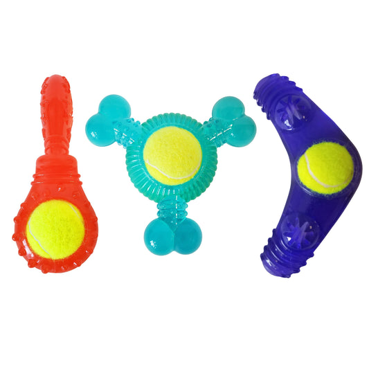 TPR Tennis Ball Dog Toy Variety Pack, 3 Toys