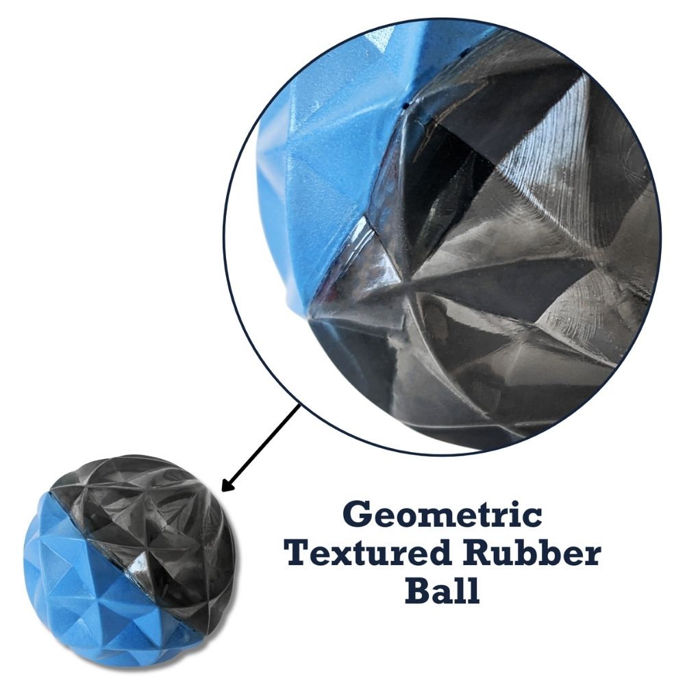 Geometric Textured Squeaky TPR Ball for Dogs, 3.6 in