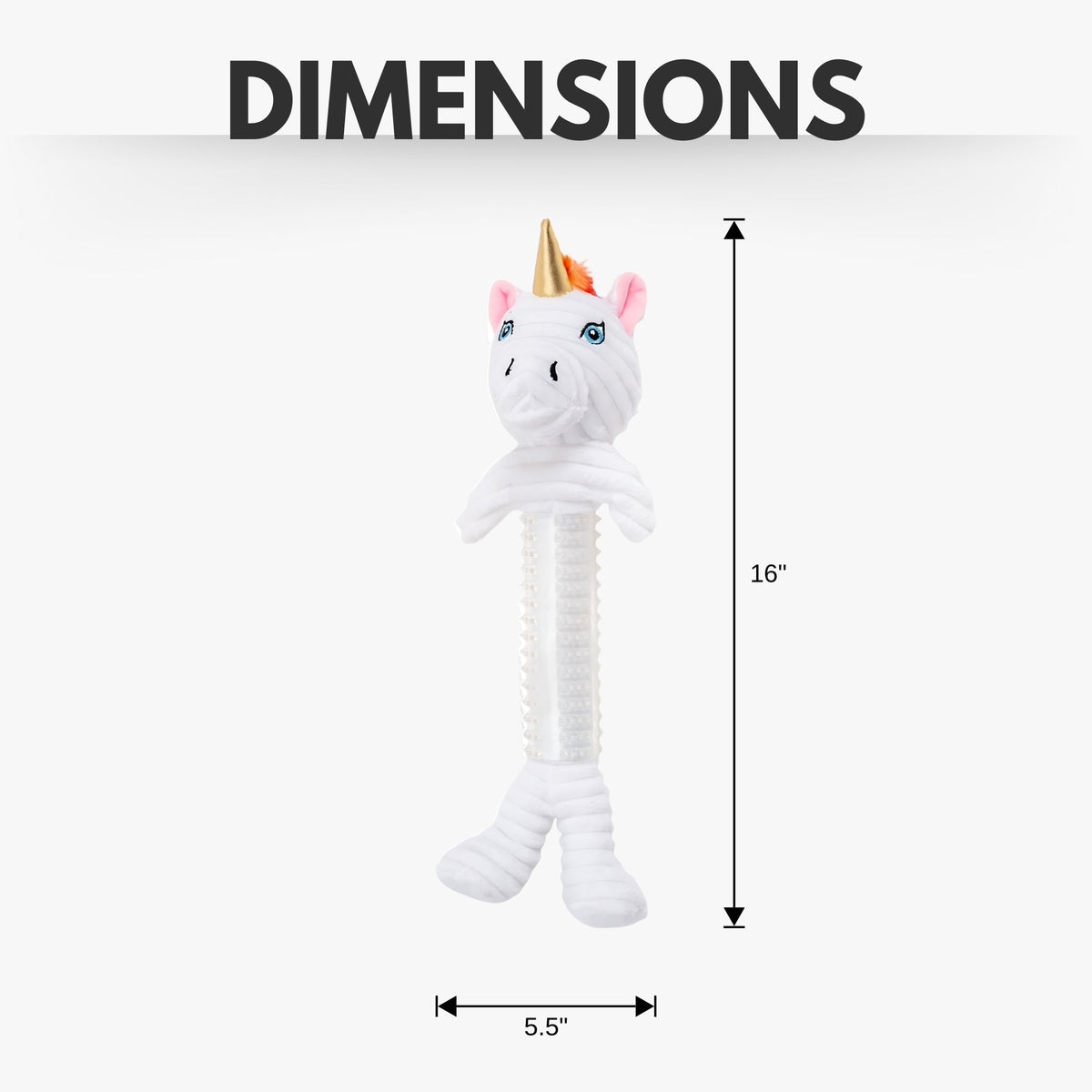 Unicorn Corduroy Plush Dog Toy with Rubber Accents