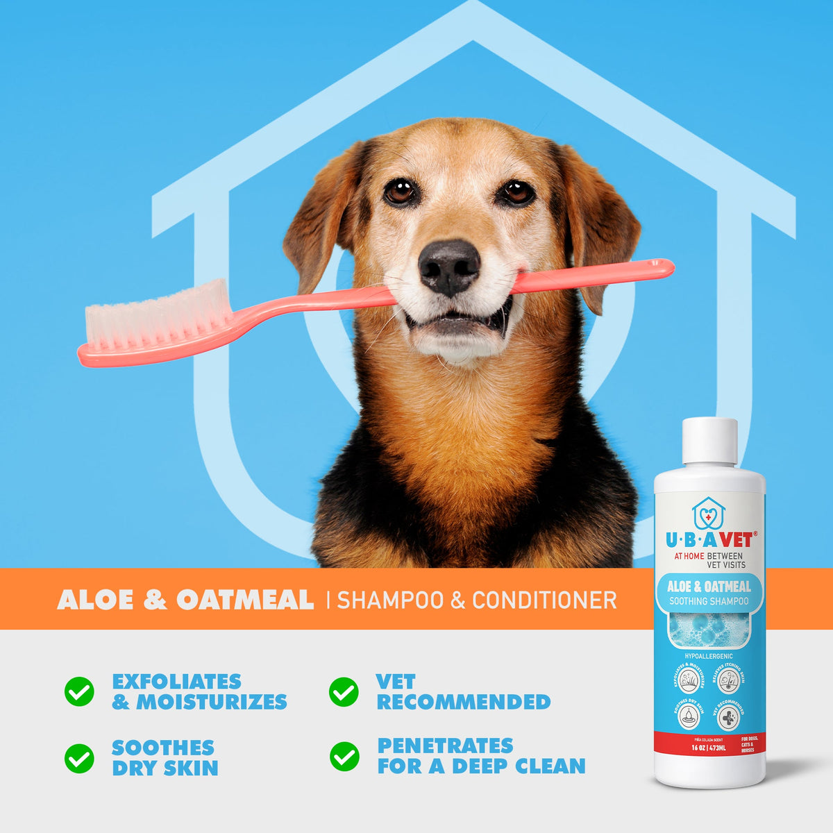 UBAVET Aloe & Oatmeal Pet Shampoo, 16.9 fl oz