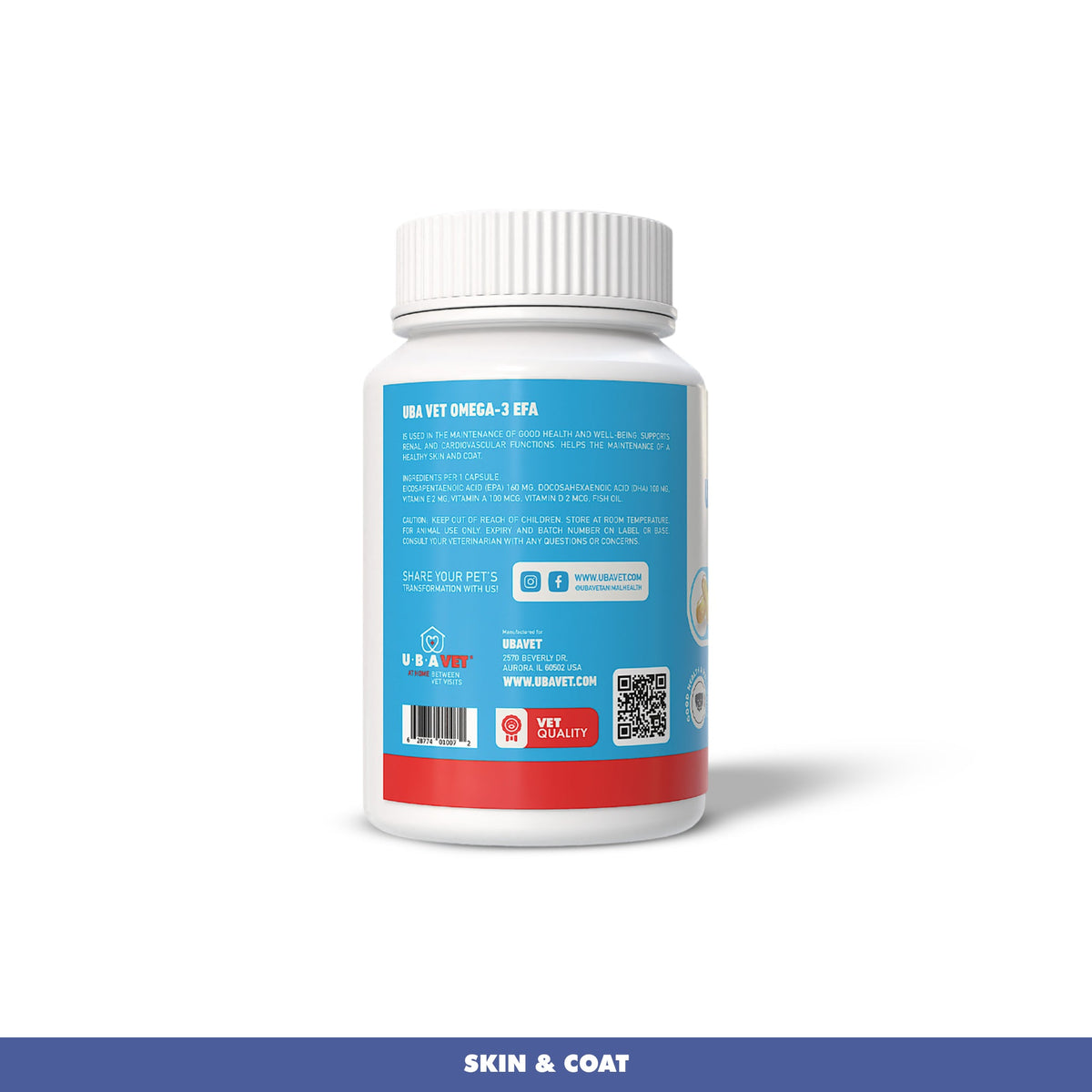 UBAVET Omega-3 Softgels for Dogs & Cats, 120 Count