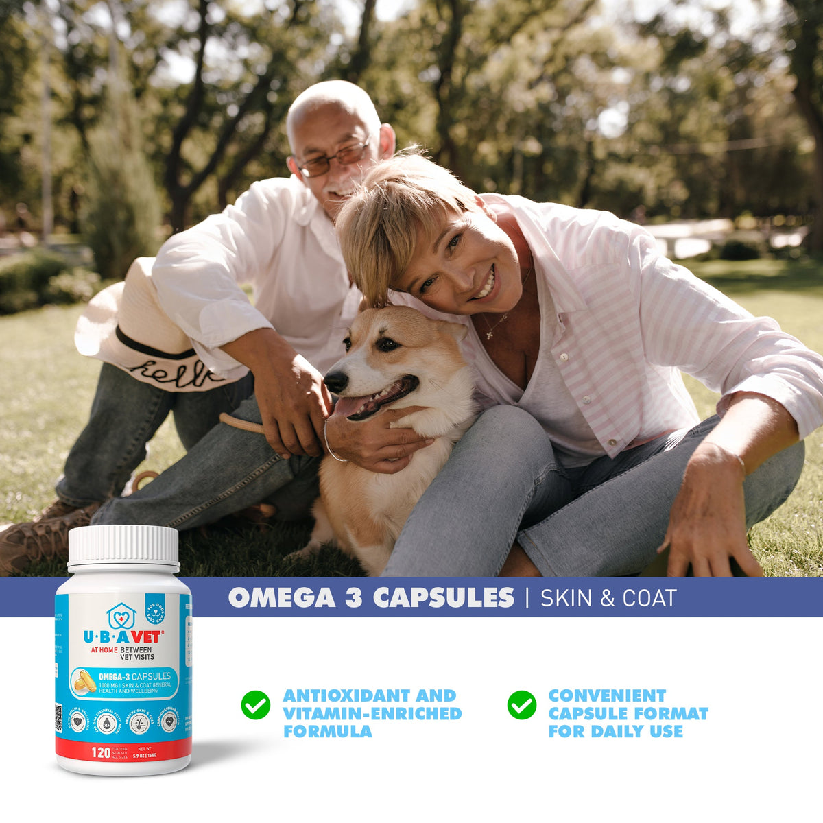 UBAVET Omega-3 Softgels for Dogs & Cats, 120 Count
